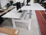 PR6155  White  2 Person Height Adjustable Pod Desk - George Walkers Office Furniture Megastore
