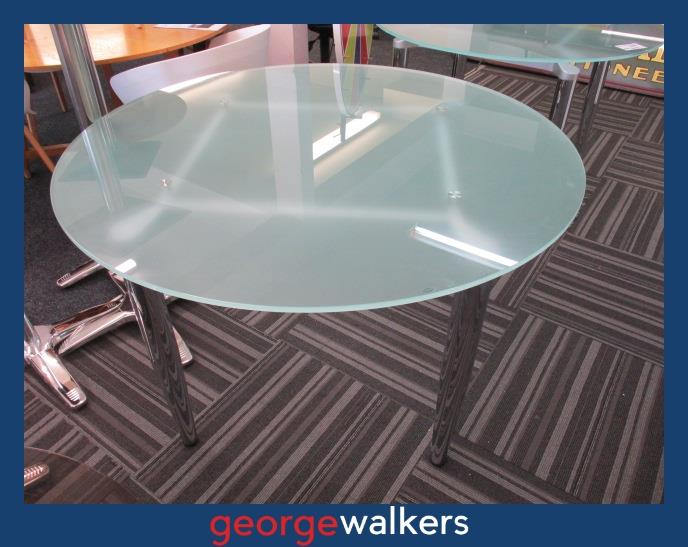 PR6107  Glass  Round Glass Dining Table with Chrome Legs - George Walkers Office Furniture Megastore