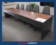 VL117  Dark Woodgrain  Large Multi User Workstation - George Walkers Office Furniture Megastore