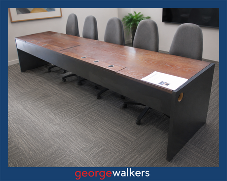 VL117  Dark Woodgrain  Large Multi User Workstation - George Walkers Office Furniture Megastore