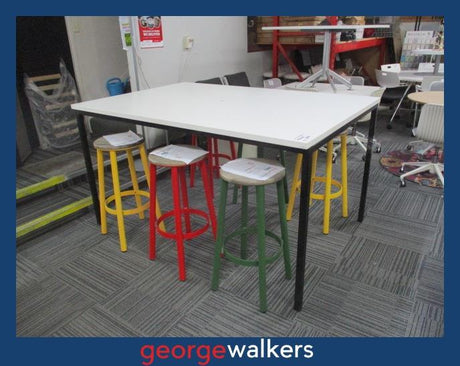 PR6643  White  Bar Leaner Height Meeting Table 1800mm - George Walkers Office Furniture Megastore
