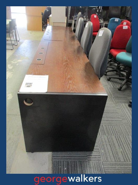 VL117  Dark Woodgrain  Large Multi User Workstation - George Walkers Office Furniture Megastore