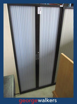 VL94  Black Metal Europlan Tall Tambour Cabinet - George Walkers Office Furniture Megastore