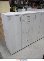 Filing & Storage - 4-Drawers - w/ 2-Door Cupboard - White - 1200 x 500 x 1200mm