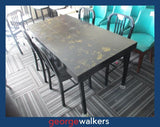 Table – Black/gold foil – Industrial metal frame – 1.46m – PR7026