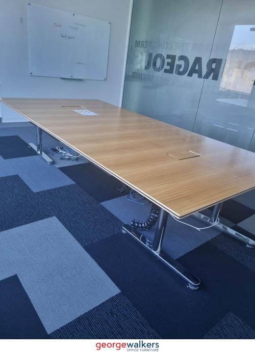3.2m Large Boardroom Table Woodgrain