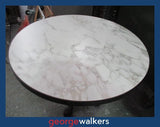 CAFE TABLE – ROUND – MARBLE STONE TILE TOP – 1M – RRP $1200 - PR6944