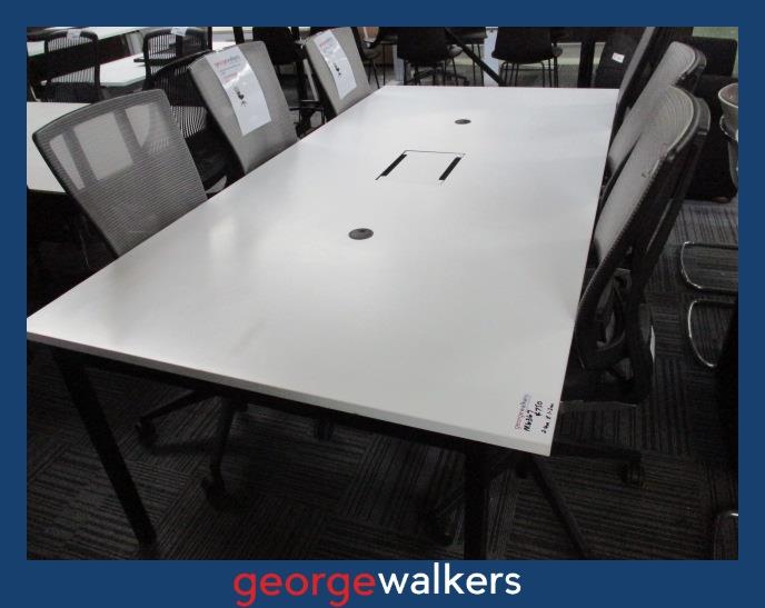 PR6367  White Boardroom Table with Tech Port Access - George Walkers Office Furniture Megastore