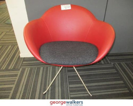 Tub Chair - Konfurb Searl - Leather Back - Red - PR7889 - George Walkers Office Furniture Megastore