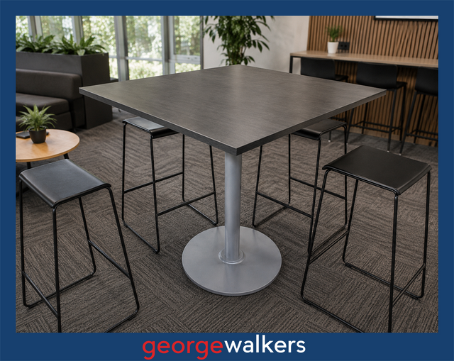 PR6712  Black Woodgrain  Bar Leaner - George Walkers Office Furniture Megastore