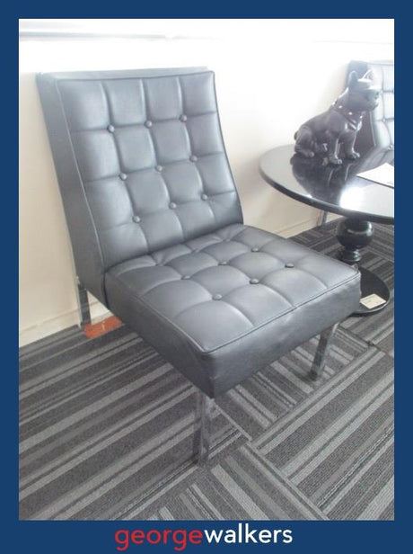 CHAIR – RECEPTION – BUTTON BACK – BLACK – PR6827 - George Walkers Office Furniture Megastore