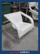 VL63  White Leather  Reception/Visitor Chair - George Walkers Office Furniture Megastore