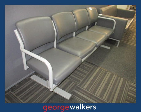 PR6086  Grey  Vinyl Bank of 4 Waiting Room Chairs - George Walkers Office Furniture Megastore