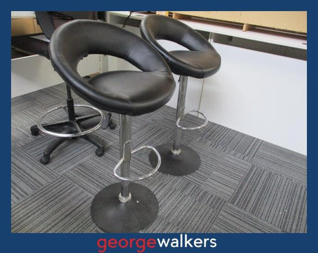 PR6410  Chrome/Black  Vinyl Barstool - Pair - George Walkers Office Furniture Megastore