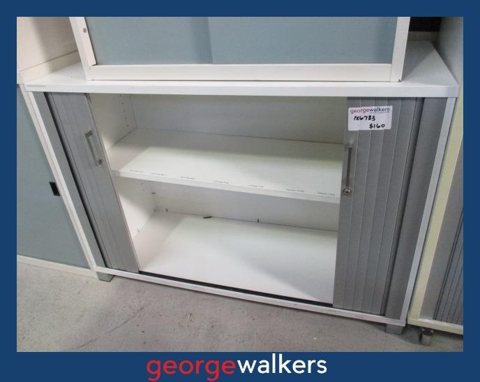 Tambour Storage Cupboard White
