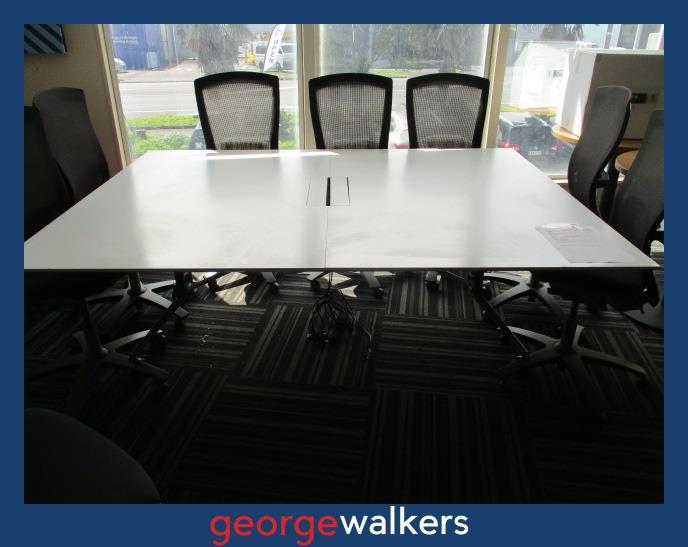 PR6185  White  Folding Boardroom Table & 10x Formway Life Chairs - George Walkers Office Furniture Megastore