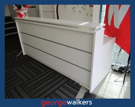 PR6064  White  2.2m Reception Counter & Desk - George Walkers Office Furniture Megastore