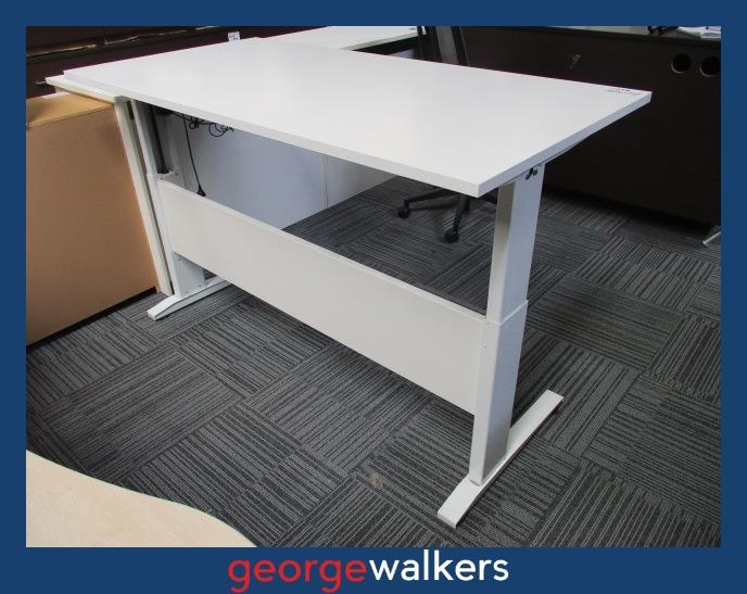 PR6384  White  Electric Height Adjustable Desk 1.6M - George Walkers Office Furniture Megastore