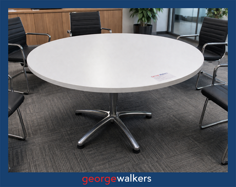 PR6665  White  Round Meeting Table 1.1M - George Walkers Office Furniture Megastore