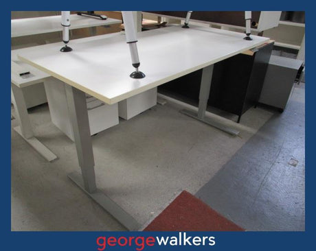 PR6337  White Humanscale Heigh Adjustable Desk - George Walkers Office Furniture Megastore