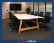 BOARDROOM TABLE – WHITE / SOLID TIMBER – 2400 X 1200MM – PR6926 - George Walkers Office Furniture Megastore
