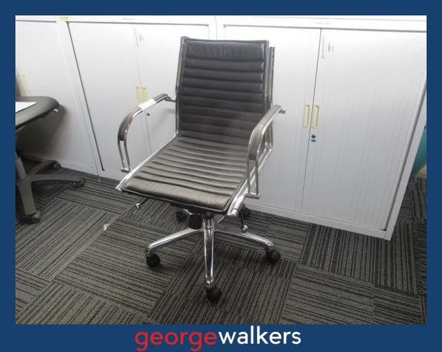 PR6004  Black/Chrome Eames Replica Office Chair - George Walkers Office Furniture Megastore