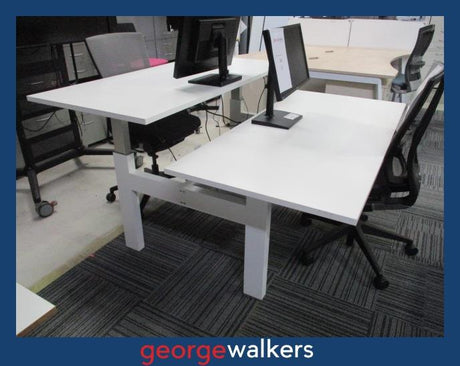 PR6234  White  2 Person Electric Pod Desk - George Walkers Office Furniture Megastore