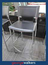 BARSTOOL – BLACK LEATHERETTE – CHROME FRAME – 70CM – PR6950