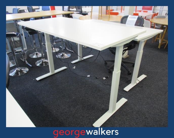 PR6356  White  Electric Height Adjustable Desk - George Walkers Office Furniture Megastore
