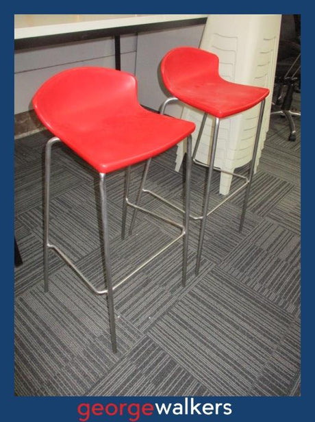 BARSTOOLS – PAIR – GABER GULIVER – MADE IN ITALY – RED – PR6866 - George Walkers Office Furniture Megastore