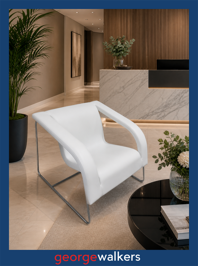 VL63  White Leather  Reception/Visitor Chair - George Walkers Office Furniture Megastore