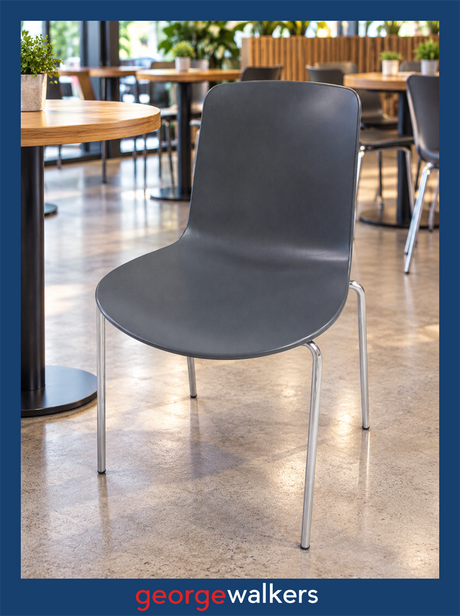 Lottus chair - Enea - Stackable - Grey/chrome - RRP $600+ - PR7044 - George Walkers Office Furniture Megastore