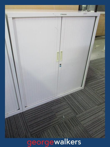 PR5756 - White Precision Tambour - George Walkers Office Furniture Megastore