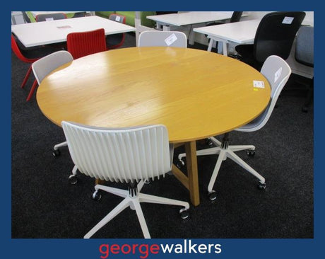 PR5786  Woodgrain  Round Meeting Table - George Walkers Office Furniture Megastore