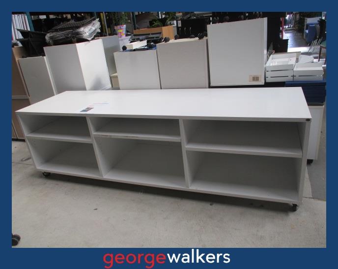 PR6686  White  Large Mobile Credenza Storage - George Walkers Office Furniture Megastore