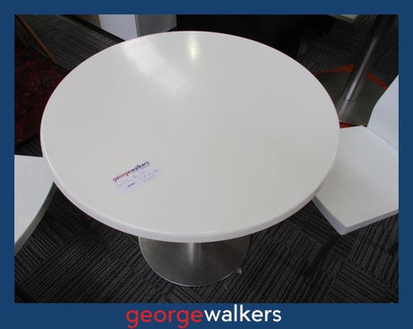 PR6309  White/Chrome UFL/Buro Round Table and 2 Chair Set - George Walkers Office Furniture Megastore