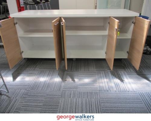 PR5633 - White/Woodgrain  Credenza - George Walkers Office Furniture Megastore