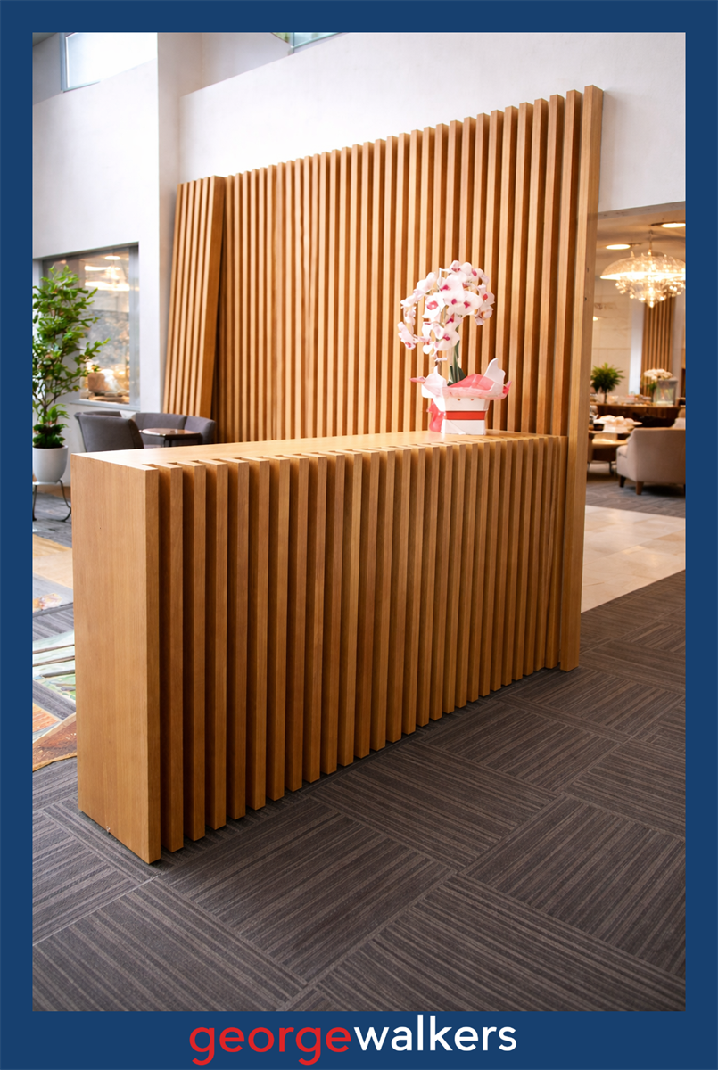 PR6512  Slat Wood  Reception Counter & Panelling - George Walkers Office Furniture Megastore
