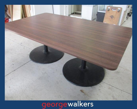 PR6219  Walnut  Boardroom Meeting Table - Dark Melteca with Metal Pedestal Bases - George Walkers Office Furniture Megastore