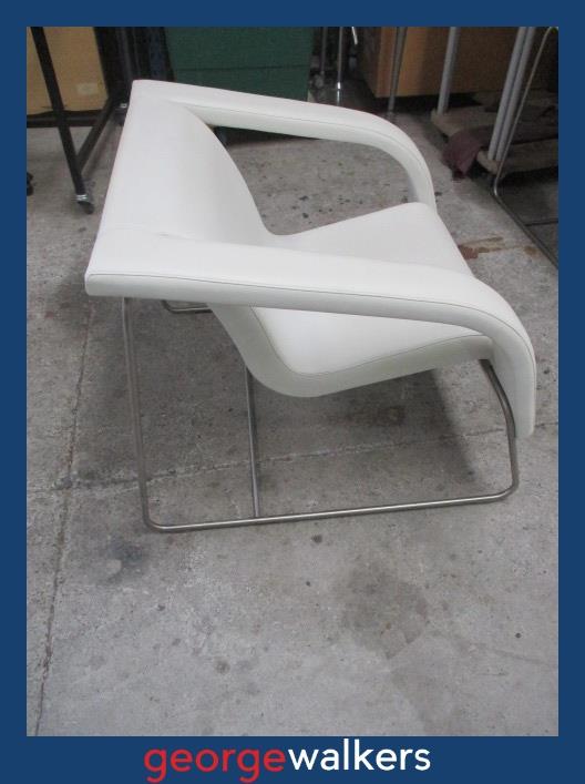 VL63  White Leather  Reception/Visitor Chair - George Walkers Office Furniture Megastore
