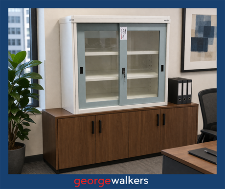 PR4024G - Kiosk Living Metal Grey Trim Glass Door - George Walkers Office Furniture Megastore