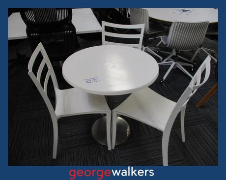 PR6566  White  Cafe Table & Chair Set - George Walkers Office Furniture Megastore