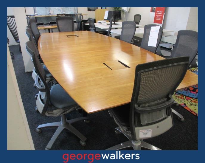 PR6509  Tawa Large 3.6M Boardroom Table & 10x Chairs - George Walkers Office Furniture Megastore