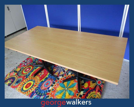 PR6212  Tawa  Meeting Table 2M - Melteca Top with Black Star Bases - George Walkers Office Furniture Megastore