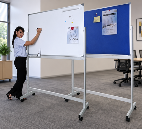 Whiteboard/Pinboard - Mobile Double sided - 1200 x 900mm - N80387 - George Walkers Office Furniture Megastore
