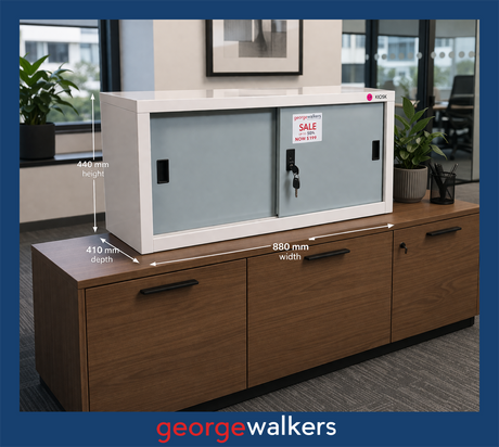 PR5435 - Kiosk Living Metal Grey/Cream Cabinet - George Walkers Office Furniture Megastore