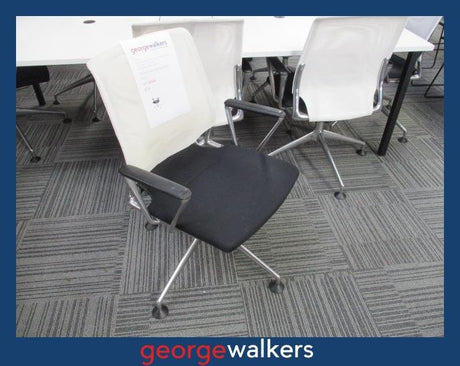 PR6388  White/Black Vitra Meda Boardroom Chair - George Walkers Office Furniture Megastore