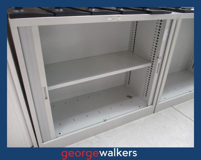 PR6115  Grey  Metal Tambour Cabinet