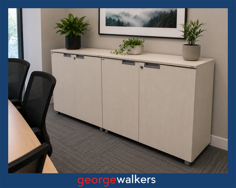 CREDENZA – STORAGE – MAPLE – LOCKABLE – PR6845 - George Walkers Office Furniture Megastore