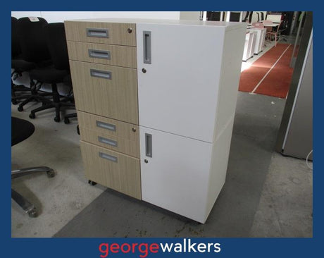 PR4976A - White Mobile Cupboard - George Walkers Office Furniture Megastore